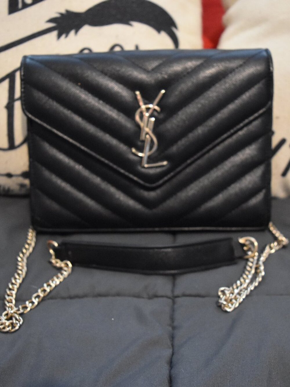 YSL Saint Laurent Chevron Crossbody Leather Shoulder Bag - Cute!